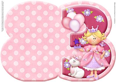 Age 3 Princess Shape Card Sheet 1 of 2