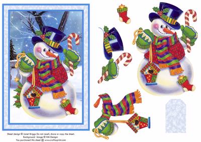 Snowman Card Front & Decoupage