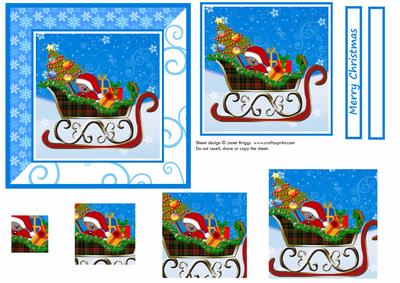 Santa's Sleigh Card Front & Pyramage