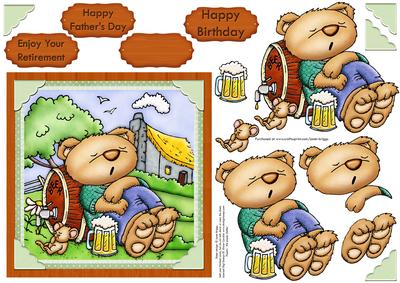 Beer Bear for the Men Topper & Decoupage