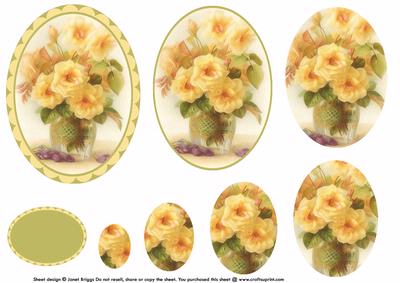 Lemon Roses in Vase Topper & Pyramid