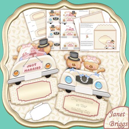 Wedding Car Back to Back Decoupage on a Stand