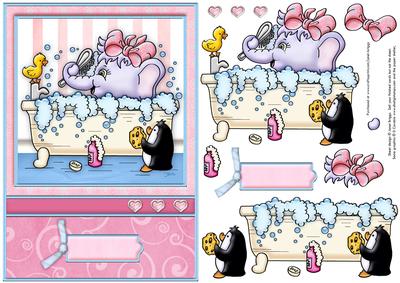 Pampered Elephant Card Front & Decoupage