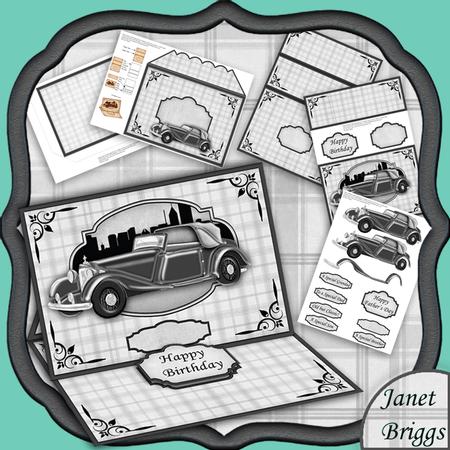Vintage Car Old But Classic! Easel Card Kit