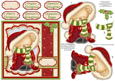 Christmas Snuggle Bear Topper and Decoupage