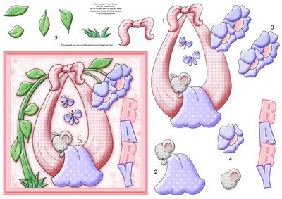 Baby Girl Mouse Topper & Decoupage