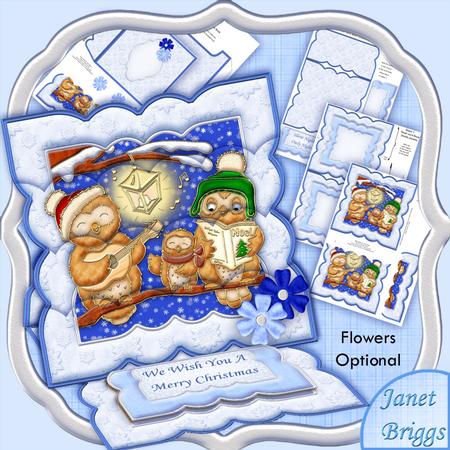 Christmas Carol Singing Owls Easel Card Kit