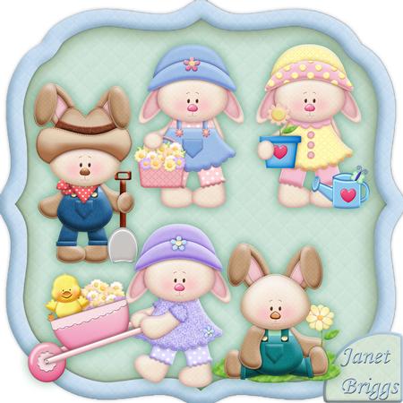 Gardening Bunnies Designer Resource Graphics