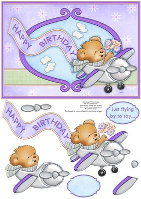 Flying by to Say Happy Birthday Decoupage
