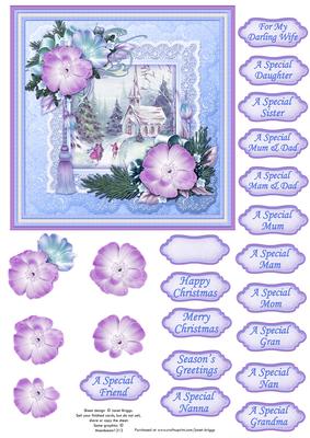 Christmas Roses Frame & Church Quick Card