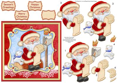 Santas Christmas Post Topper & Decoupage