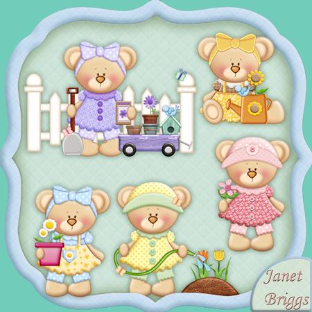Gardening Bears Designer Resource Graphics