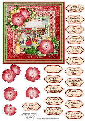 Christmas Rose Frame & Vintage Home Decoupage