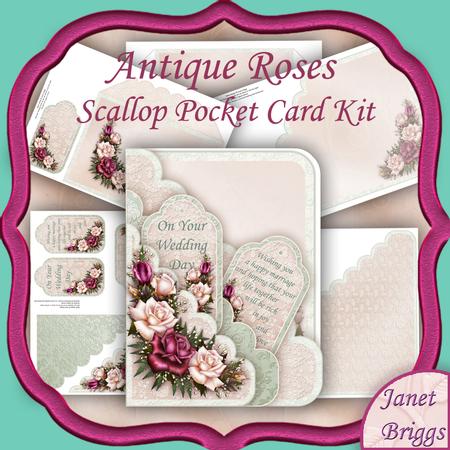 Antique Roses Scalloped Pocket Card Kit