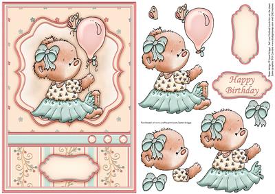 Bear, Balloon & Butterfly Topper & Decoupage