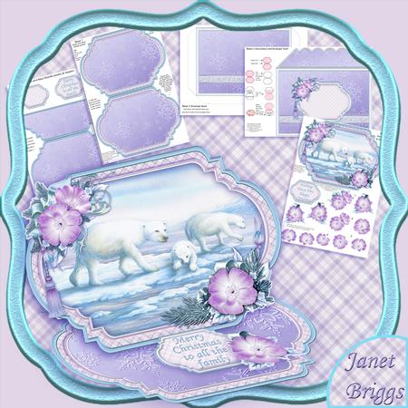 Polar Bear Family Christmas Easel Card Kit