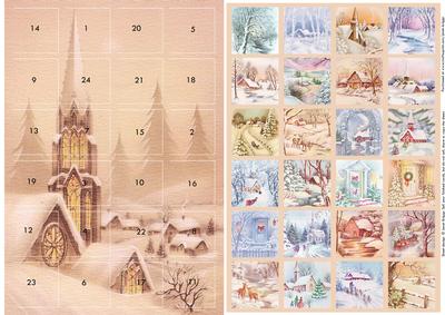 Christmas Advent Card Vintage Winter Scenes