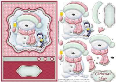 Christmas Cheer Snowman & Penguin Decoupage