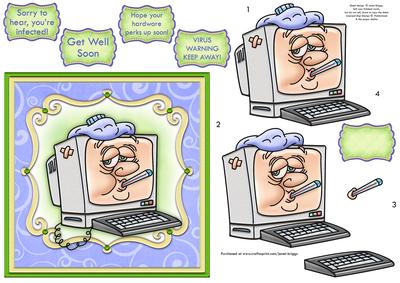 Virus Warning Get Well Soon Topper & Decoupage