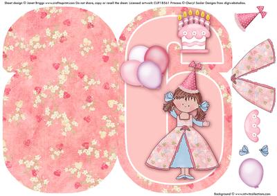6 Today Little Princess Birthday Shape Card