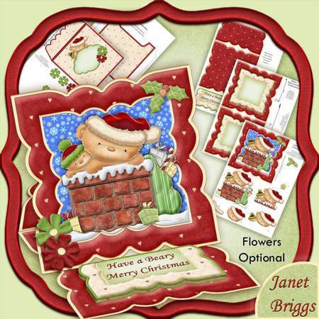 Christmas Easel Card Kit Bears in Chimney