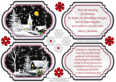 Christmas Scenes Toppers & Insert Plaques Black White