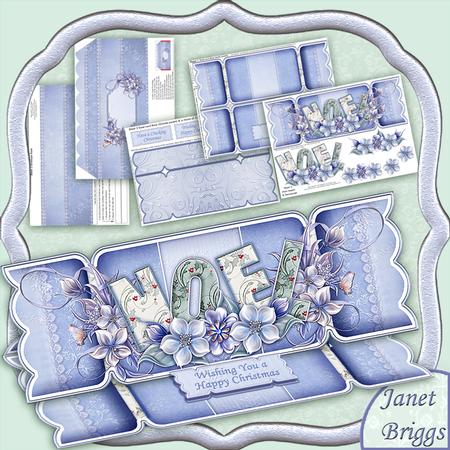 Large Dl Cracker Easel Card Kit Blue Noel