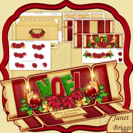 Large Dl Christmas Cracker Easel Card Kit Poinsettia