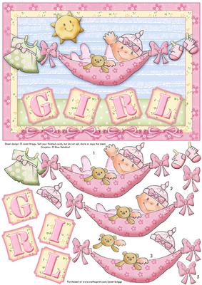 Baby Girl on Washing Line Topper & Decoupage