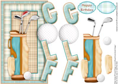 Golf Bag Over the Side Card & Decoupage