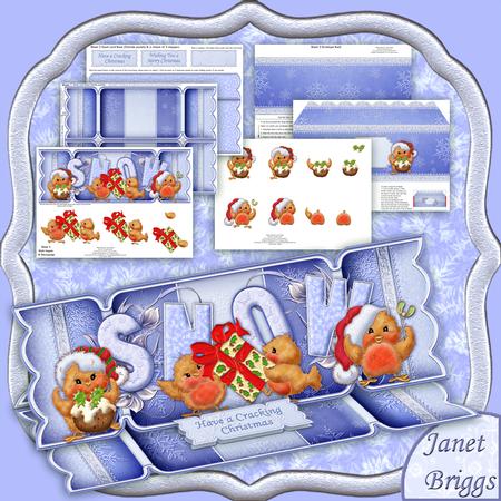 Large Dl Christmas Cracker Easel Card Kit Robins