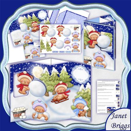Winter Bears Christmas Passing Through Aperture Card Kit