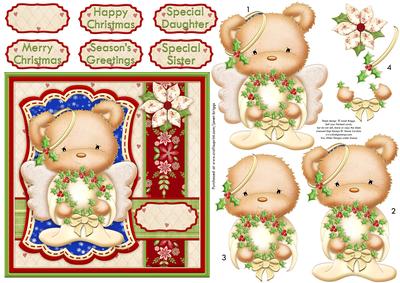 Christmas Angel Bear Topper & Decoupage
