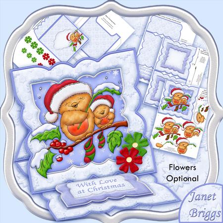 Christmas Robins Easel Card Kit & Decoupage