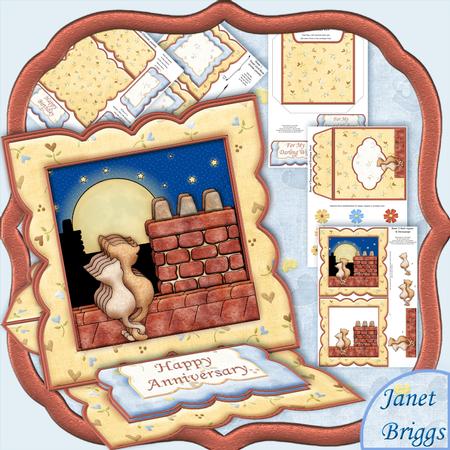 Rooftop Cats Easel Card Kit & Decoupage