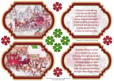 Vintage Christmas Scenes Toppers & Insert Plaques Red 4
