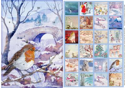Christmas Advent Card Robin & Animals