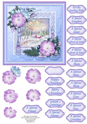 Christmas Roses Frame & Winter Village Quick Card