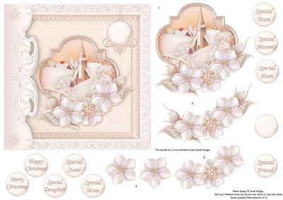 A White Christmas Vintage Church & Florals Decoupage