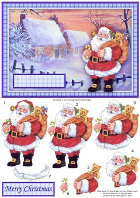 Santa on His Rounds Topper & Decoupage (insert Available)
