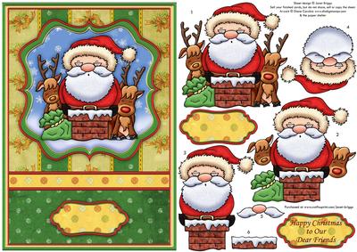 Santa's Stuck Christmas Card Topper & Decoupage