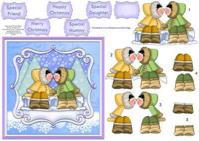 Christmas Eskimo Kiss Card Topper & Decoupage