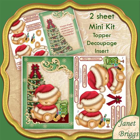 Boozy Christmas Topper, Decoupage & Insert 2 Sheet Mini Kit