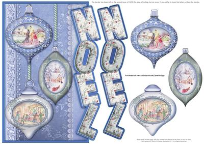 Vintage Christmas Baubles Over the Side Noel Blue