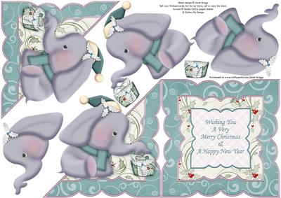Christmas Elephant All in One Over the Edge Card