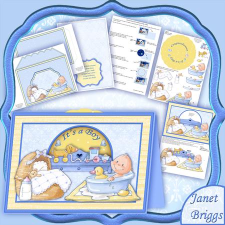 New Baby Boy in a Spin Card Kit & Decoupage