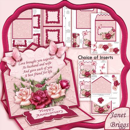 Pink Roses Envelope Easel Kit Birthday or Anniversary