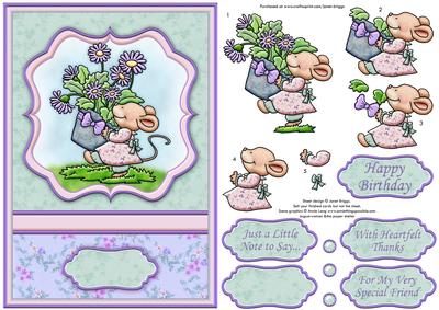 Mouse & Plant Pot Topper & Decoupage