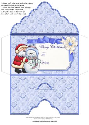 Christmas Money Wallet Envelope Santa Hugs