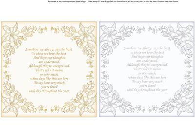 Floral Toppers & Verses Silver Gold Digital Stamps or Insert